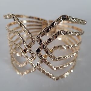 Source Unknown Gold Hammered Cuff Bracelet
